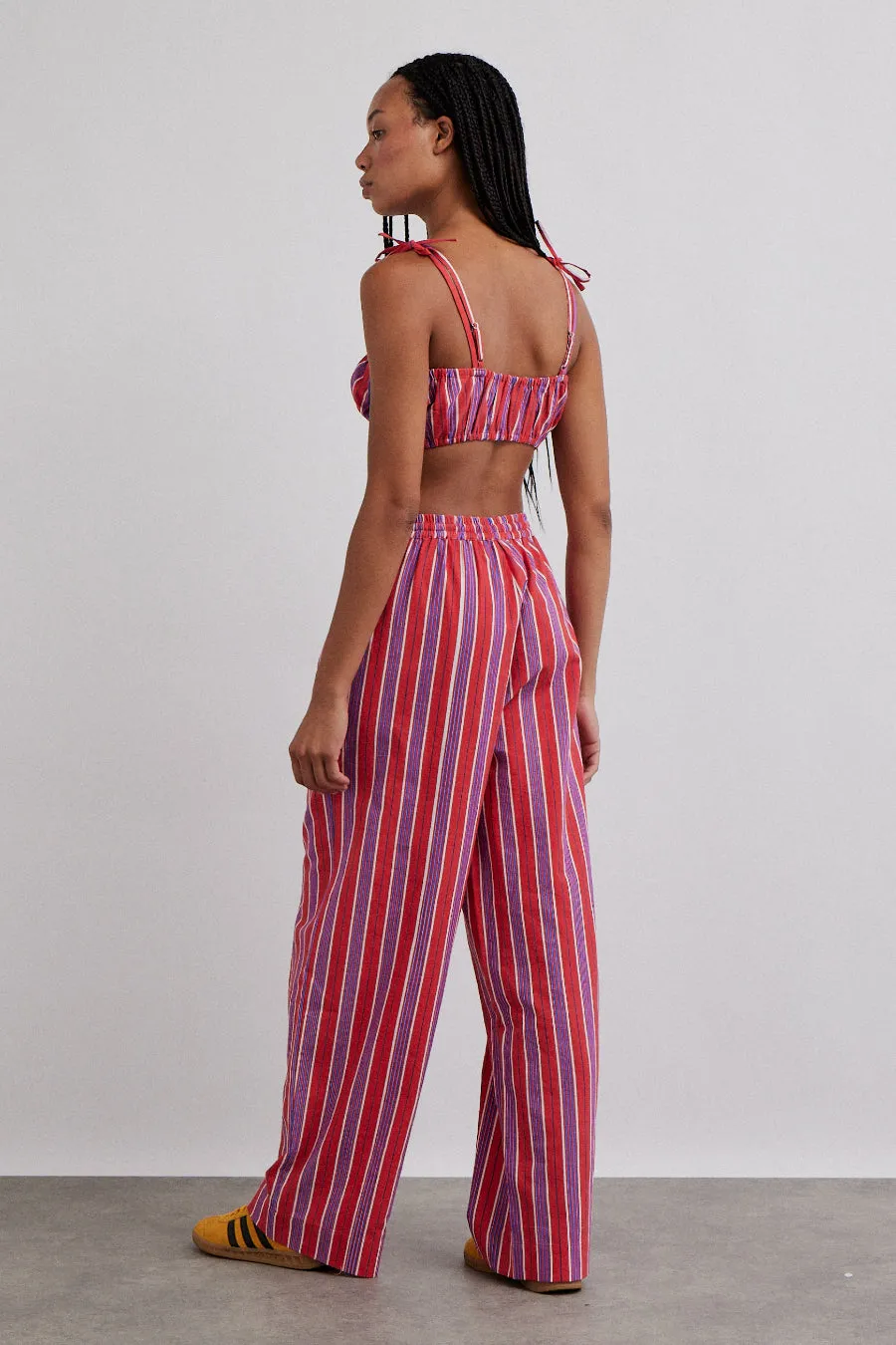 karmen ruched bralet - red stripe sold by Damson Madder product image thumbnail 5