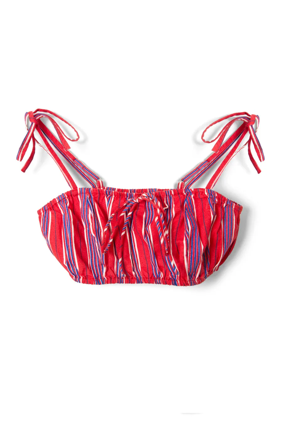 karmen ruched bralet - red stripe sold by Damson Madder product image thumbnail 3