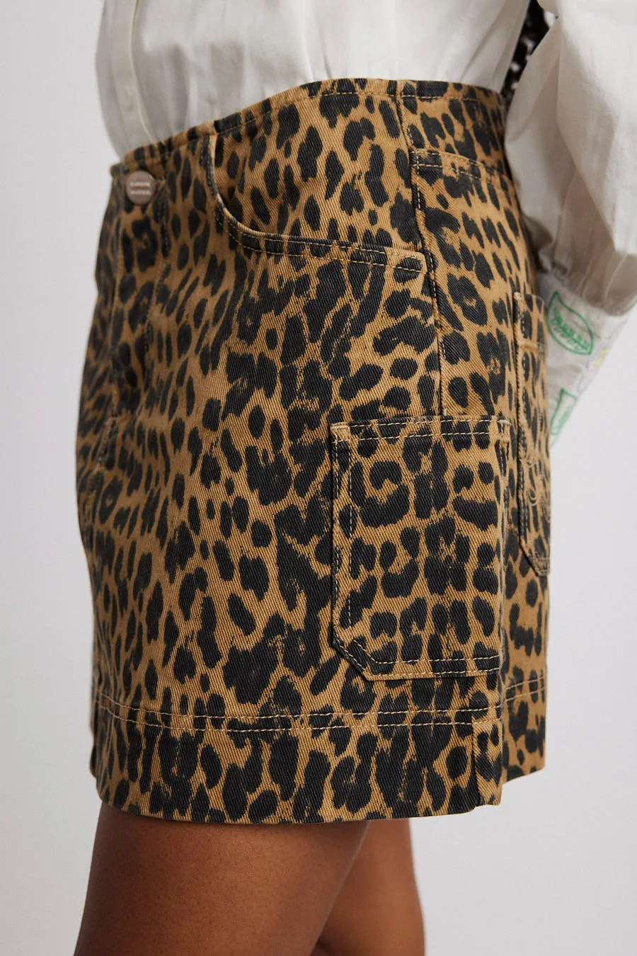 lily denim mini skirt- leopard sold by Damson Madder product image thumbnail 4