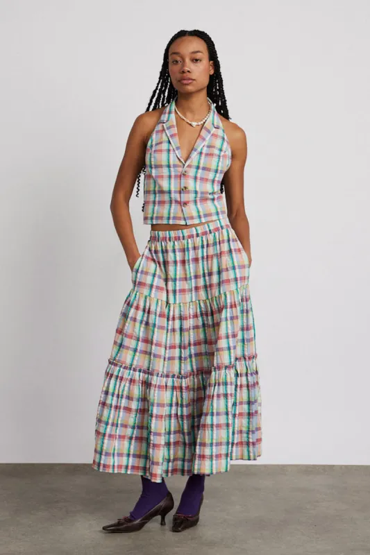 thea midi skirt - picnic check sold by Damson Madder