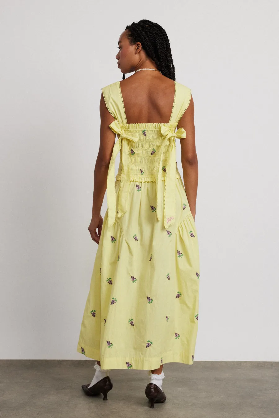 tish poplin midi dress - grape embroidery | Parallel