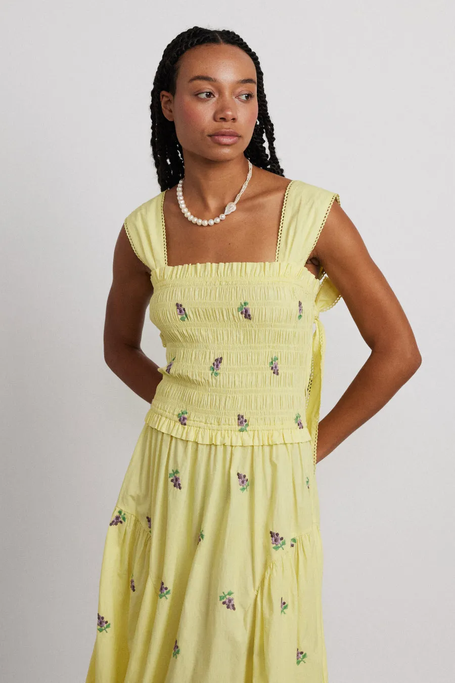 tish poplin midi dress grape embroidery tish poplin midi dress - grape embroidery