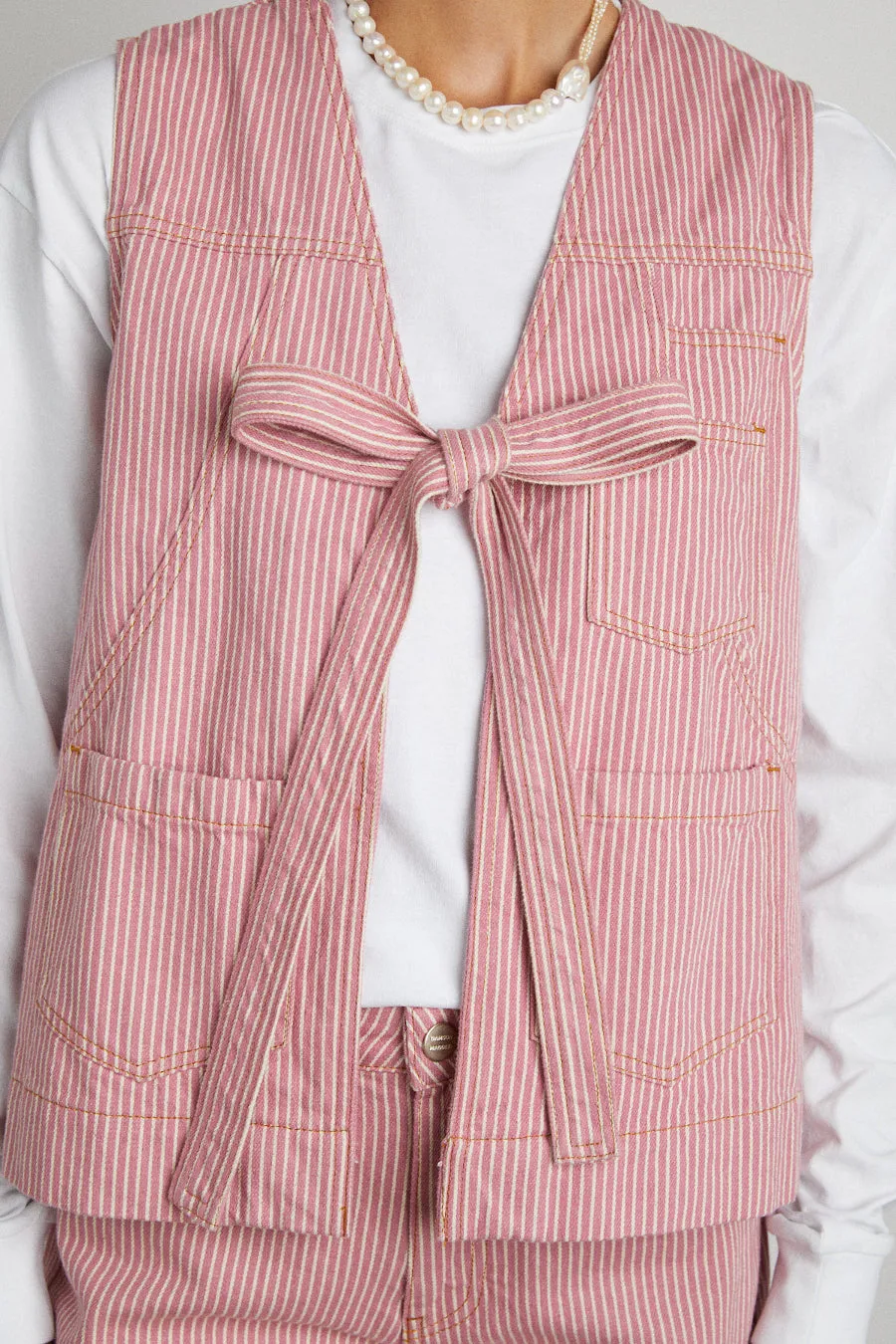 dilly gilet - pink stripe sold by Damson Madder product image thumbnail 3