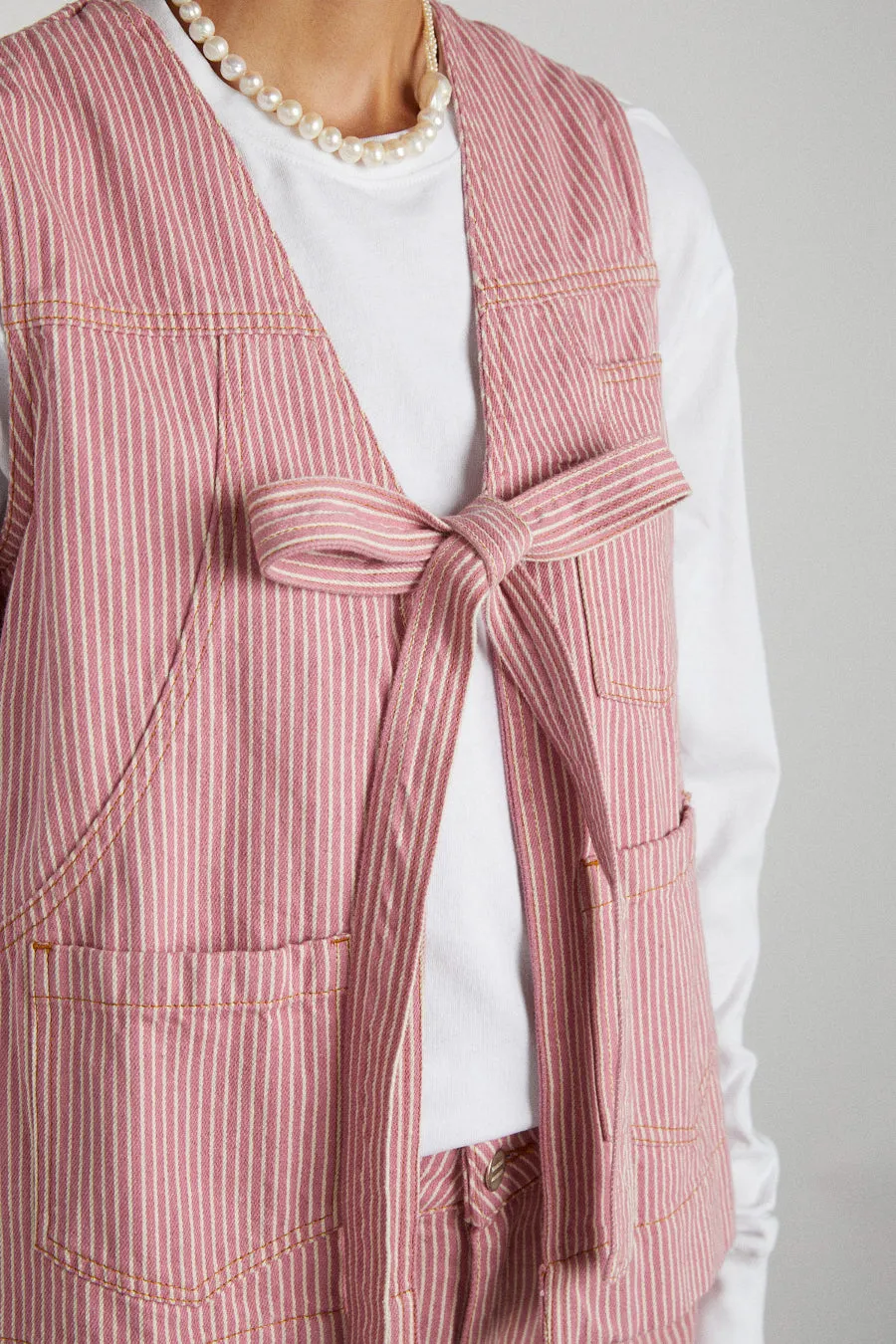 dilly gilet - pink stripe sold by Damson Madder product image thumbnail 5