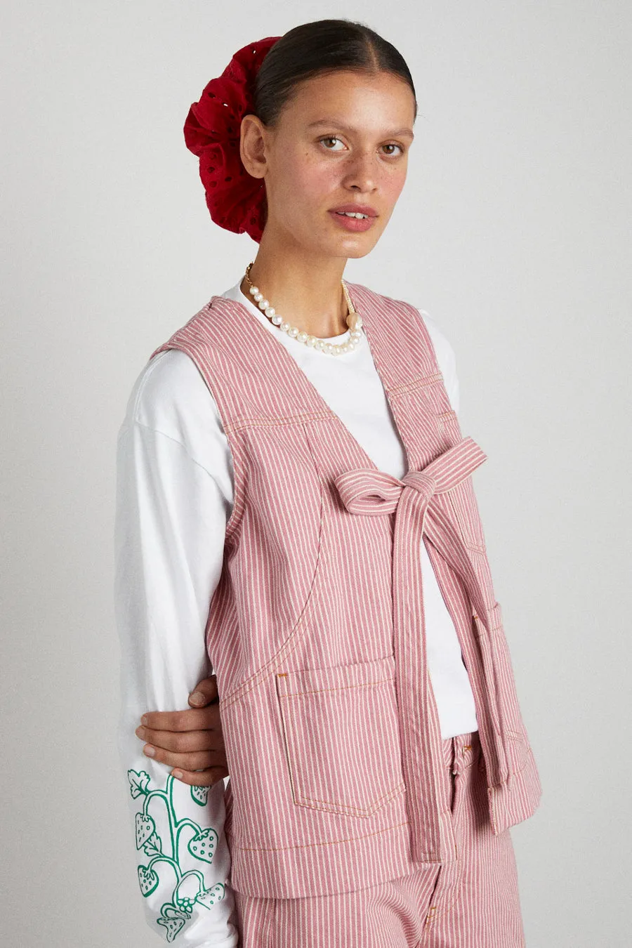 dilly gilet - pink stripe sold by Damson Madder product image thumbnail 4