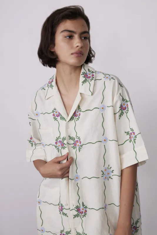 tablecloth embroidered shirt sold by Damson Madder