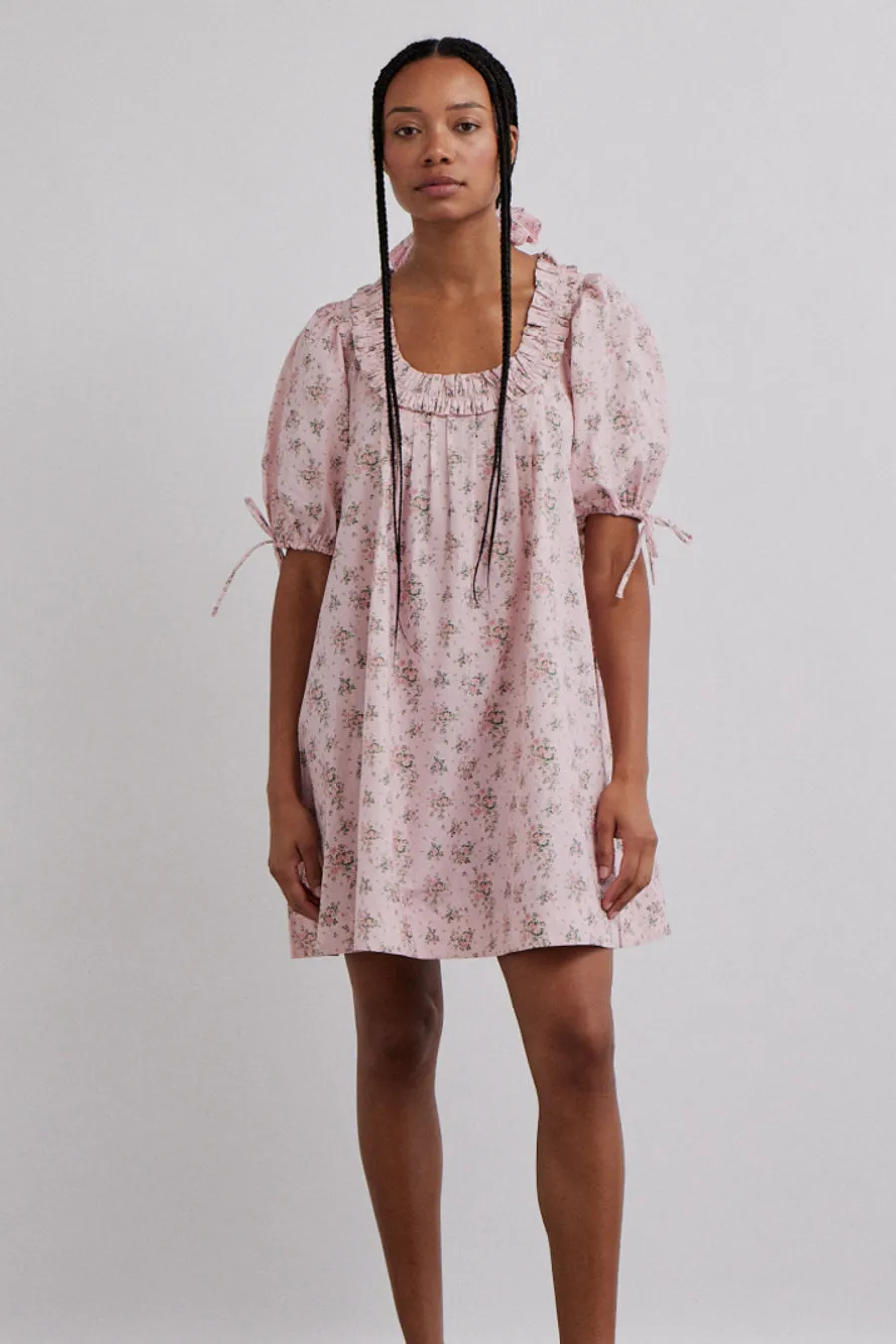 jemima ruffle mini dress - vintage floral sold by Damson Madder