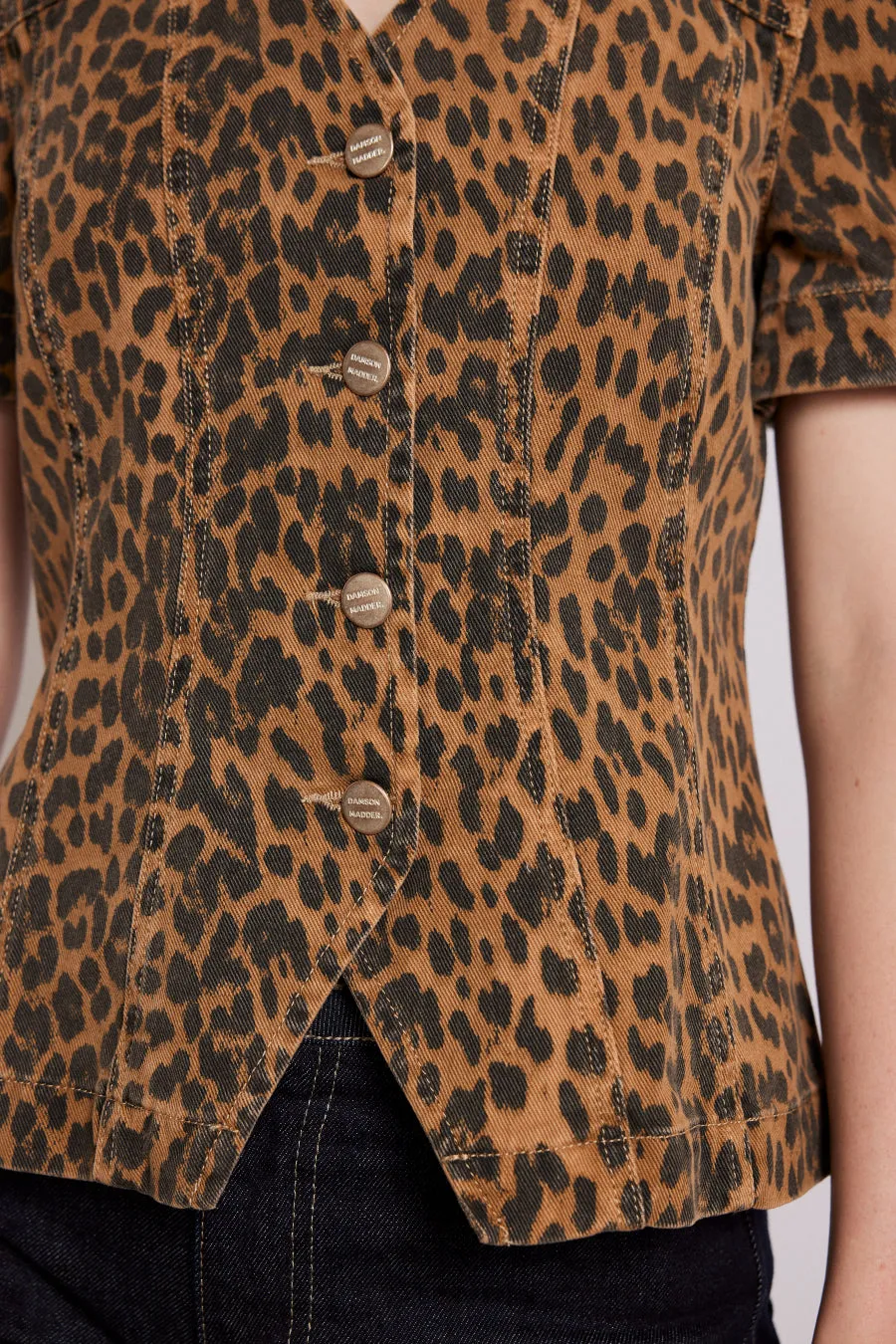 shell denim top - leopard sold by Damson Madder product image thumbnail 3
