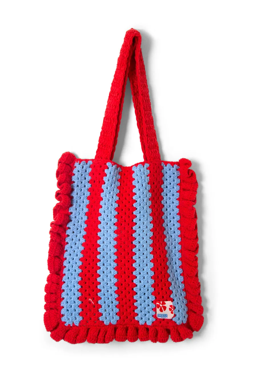 stripe frill crochet bag - red & blue sold by Damson Madder product image thumbnail 3
