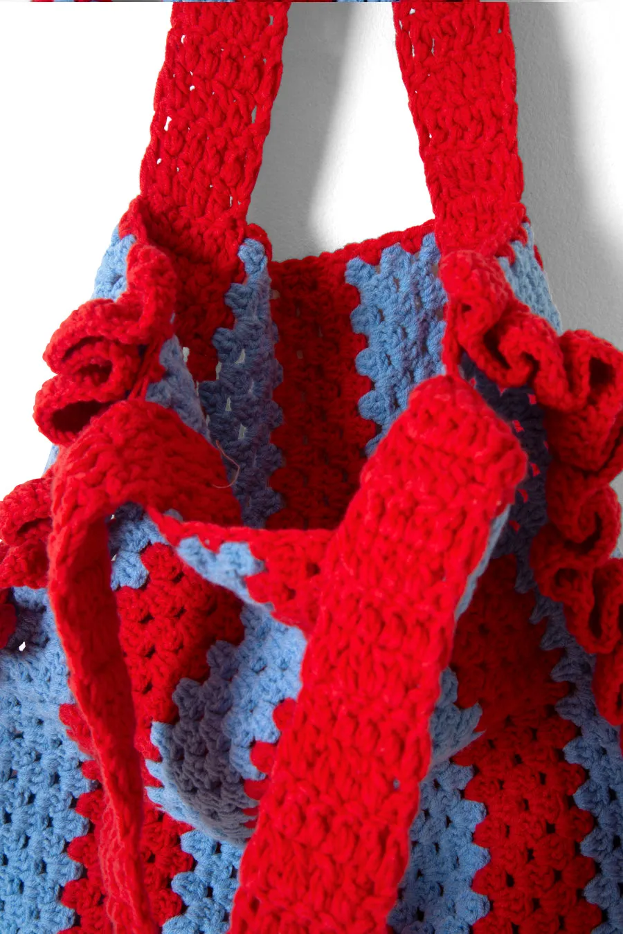 stripe frill crochet bag - red & blue sold by Damson Madder product image thumbnail 5