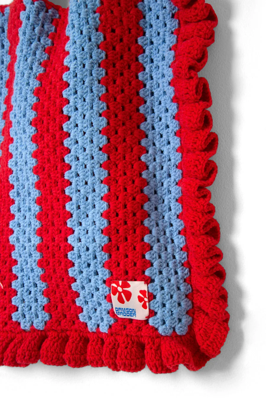 stripe frill crochet bag - red & blue sold by Damson Madder product image thumbnail 4