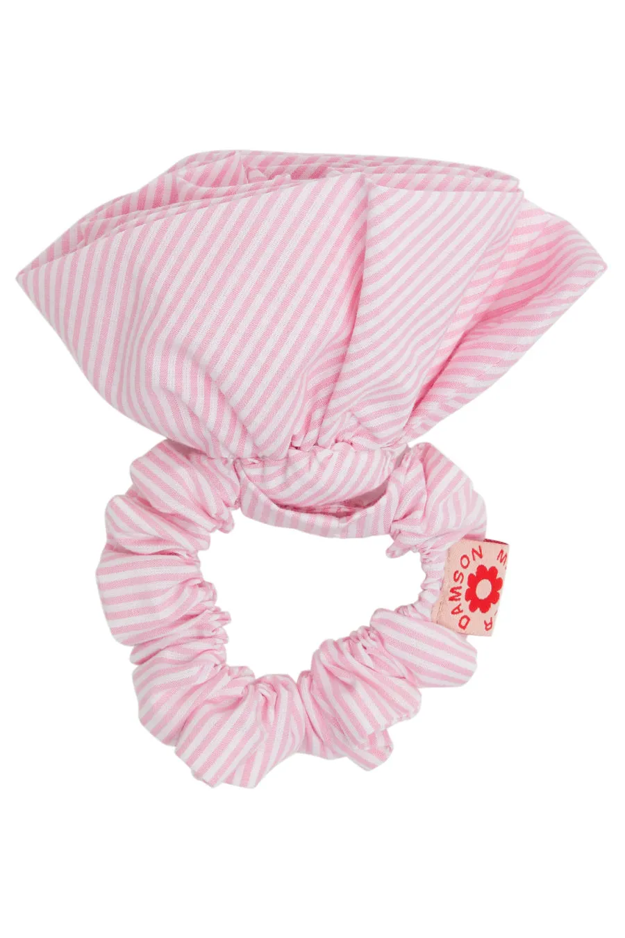 rosette scrunchie in pink stripe sold by Damson Madder product image thumbnail 2