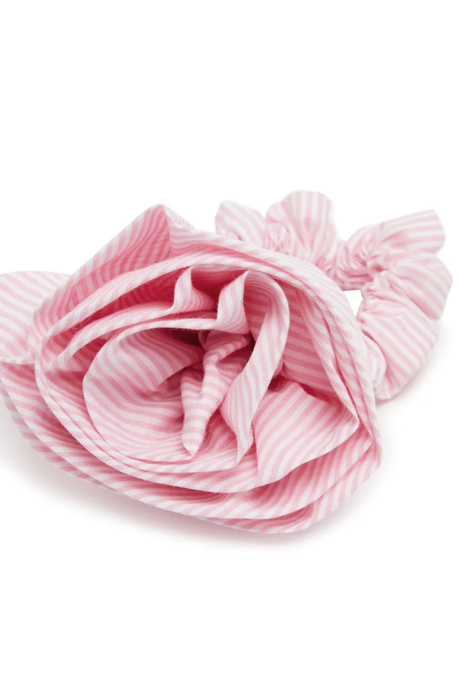 rosette scrunchie in pink stripe sold by Damson Madder product image thumbnail 3