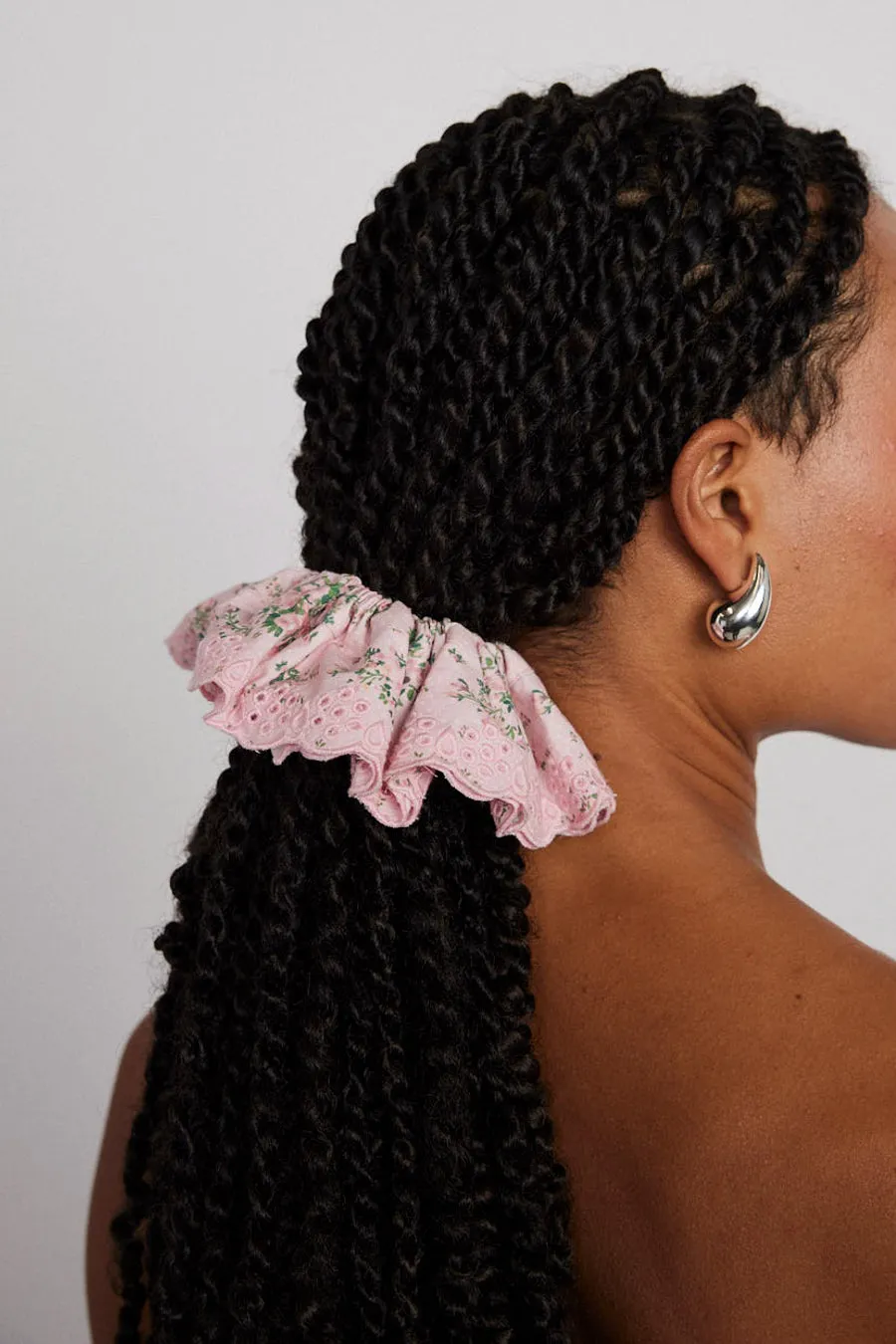 embroidered scrunchie in vintage floral sold by Damson Madder product image thumbnail 3