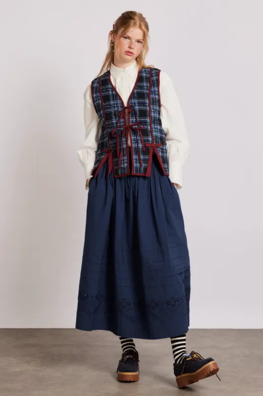 kelsey midi skirt - navy sold by Damson Madder