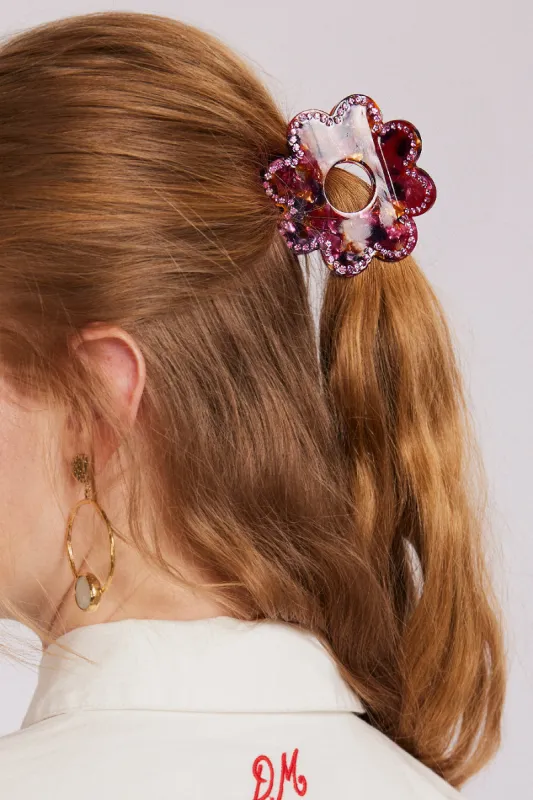 recycled acetate daisy tortoiseshell hair clip sold by Damson Madder