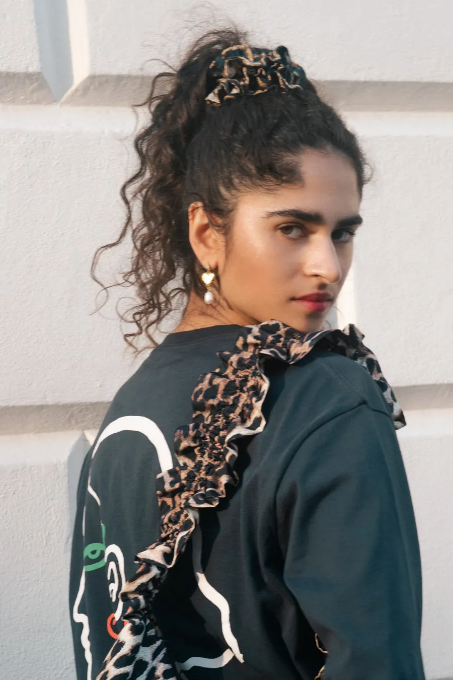 shirred garter scrunchie in leopard sold by Damson Madder product image thumbnail 4