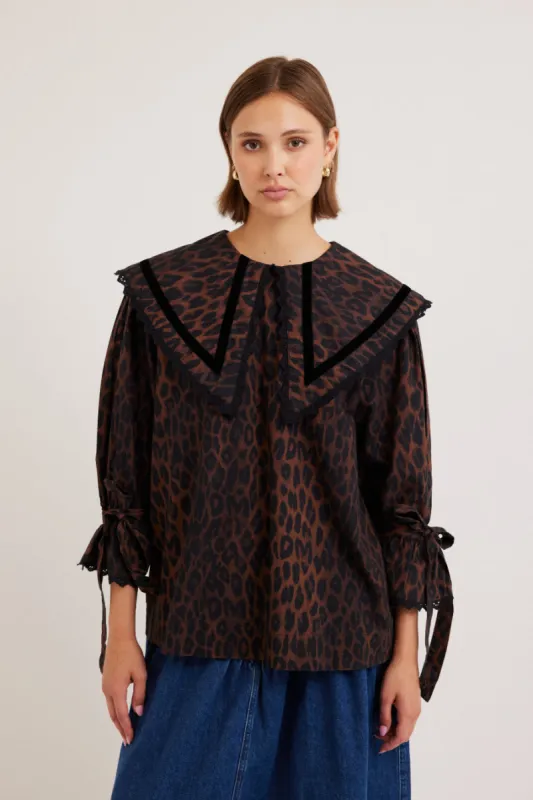candice blouse - leopard sold by Damson Madder