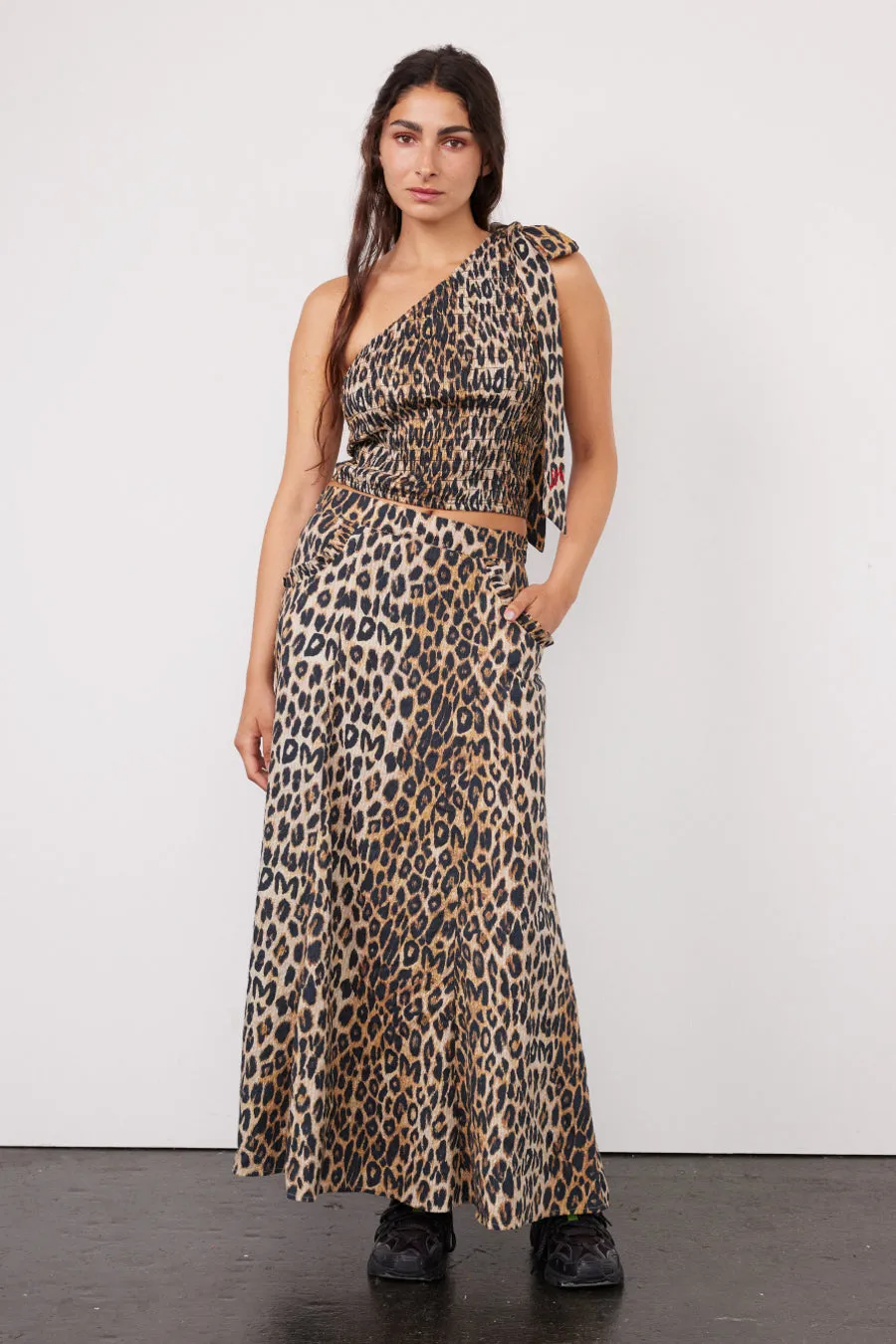 zadie asym top - leopard sold by Damson Madder product image thumbnail 3
