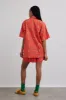 tablecloth shirt - red flower embroidery sold by Damson Madder