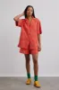 tablecloth shirt - red flower embroidery sold by Damson Madder