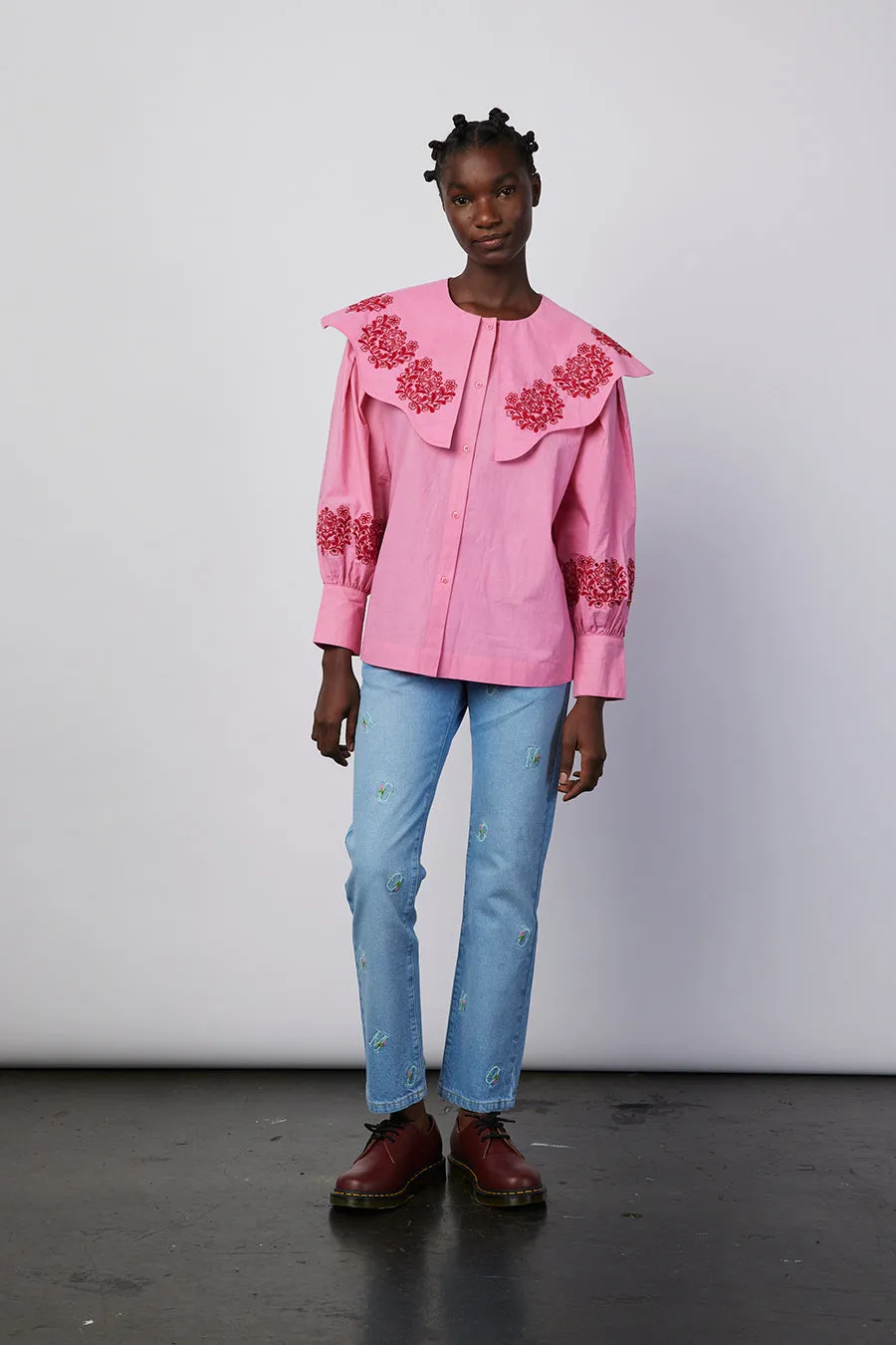romeo organic cotton broderie blouse - pink sold by Damson Madder product image thumbnail 2