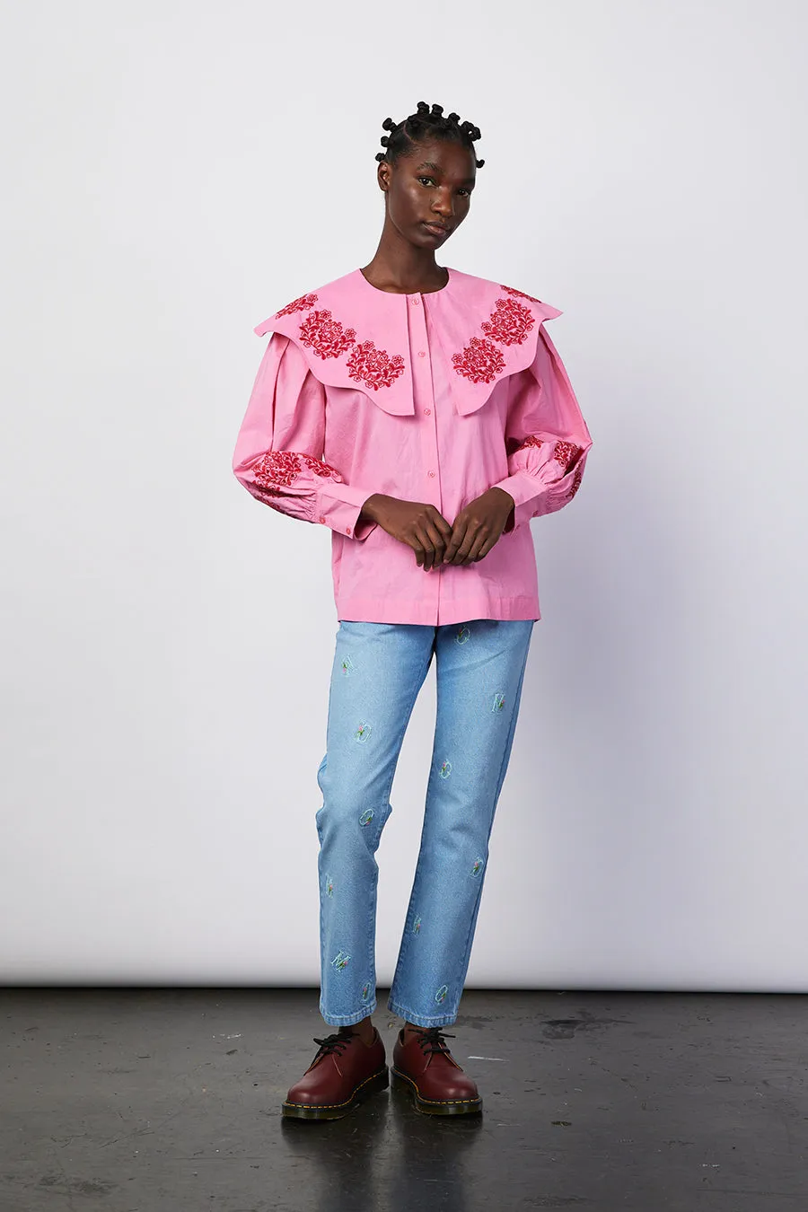 romeo organic cotton broderie blouse - pink sold by Damson Madder product image thumbnail 3