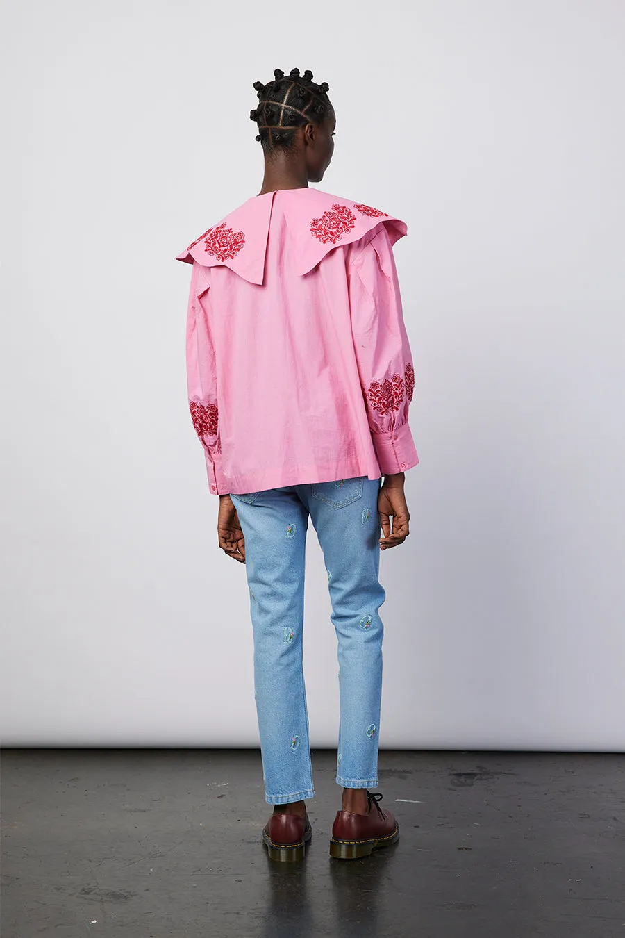 romeo organic cotton broderie blouse - pink sold by Damson Madder product image thumbnail 4