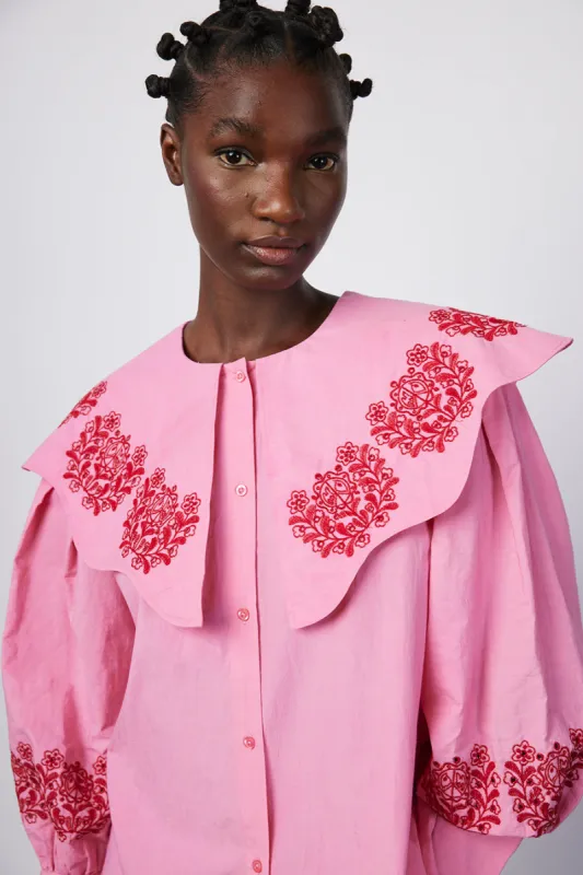 romeo organic cotton broderie blouse - pink sold by Damson Madder
