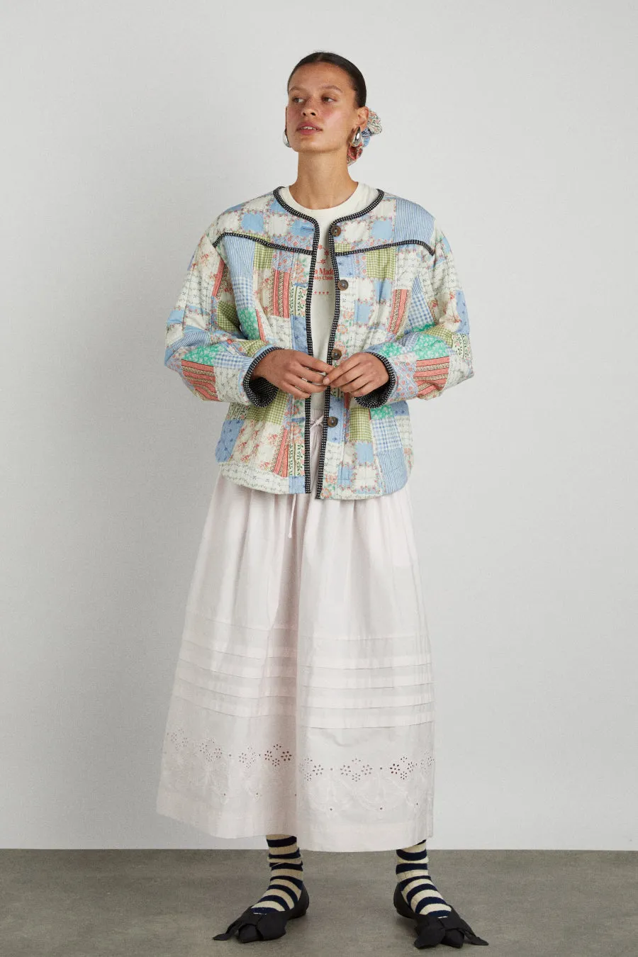 kelsey pin tuck midi skirt - sugar pink sold by Damson Madder product image thumbnail 2