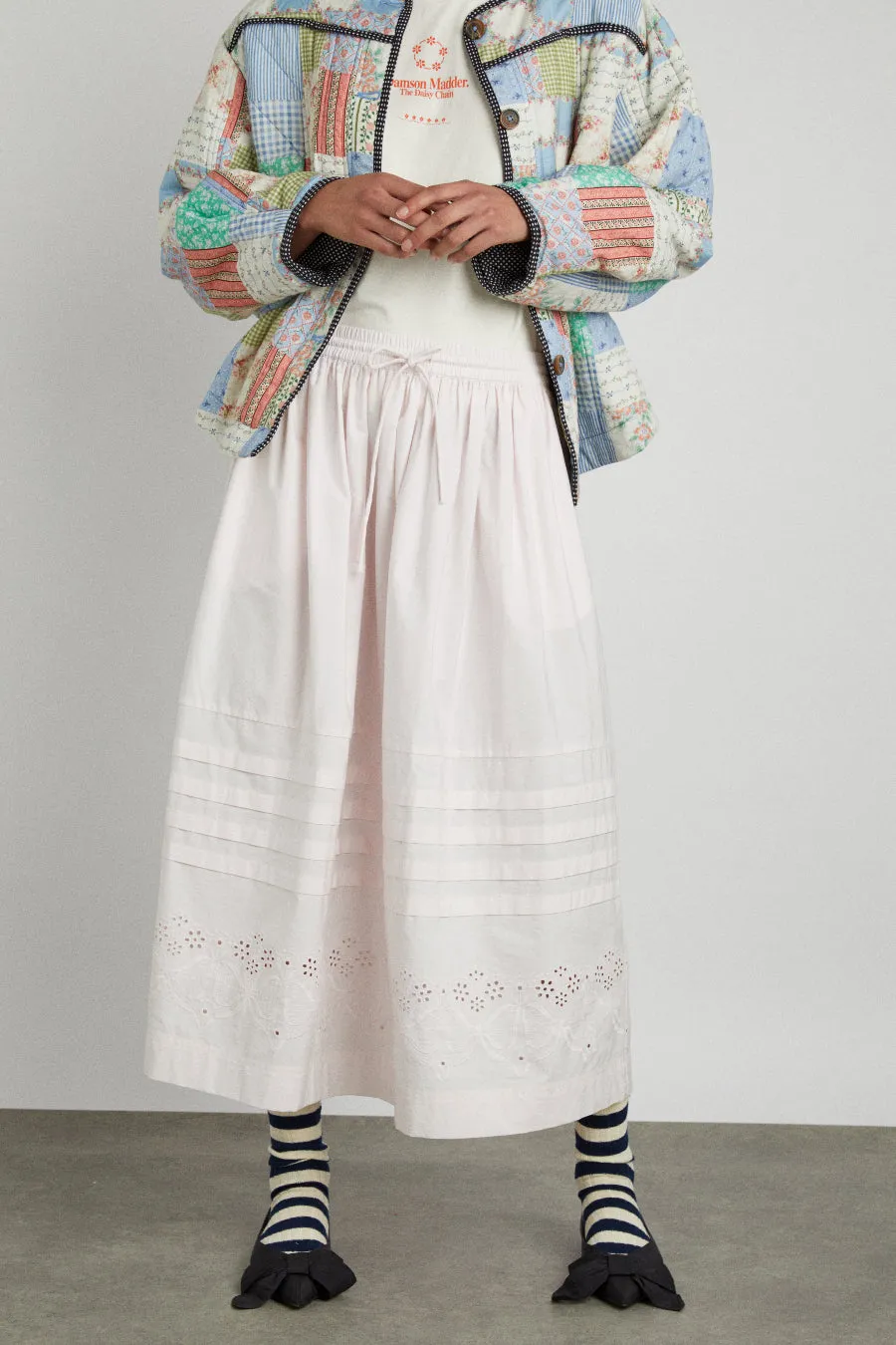 kelsey pin tuck midi skirt - sugar pink sold by Damson Madder product image thumbnail 4
