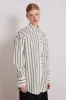 kylie ruffle shirt - white stripe sold by Damson Madder