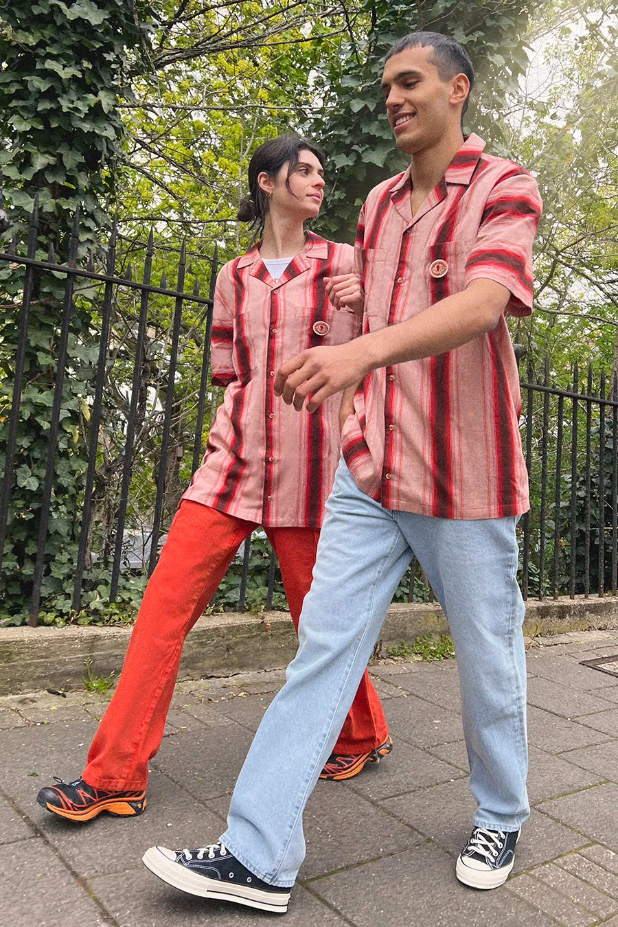 patched stripe shirt sold by Damson Madder product image thumbnail 2