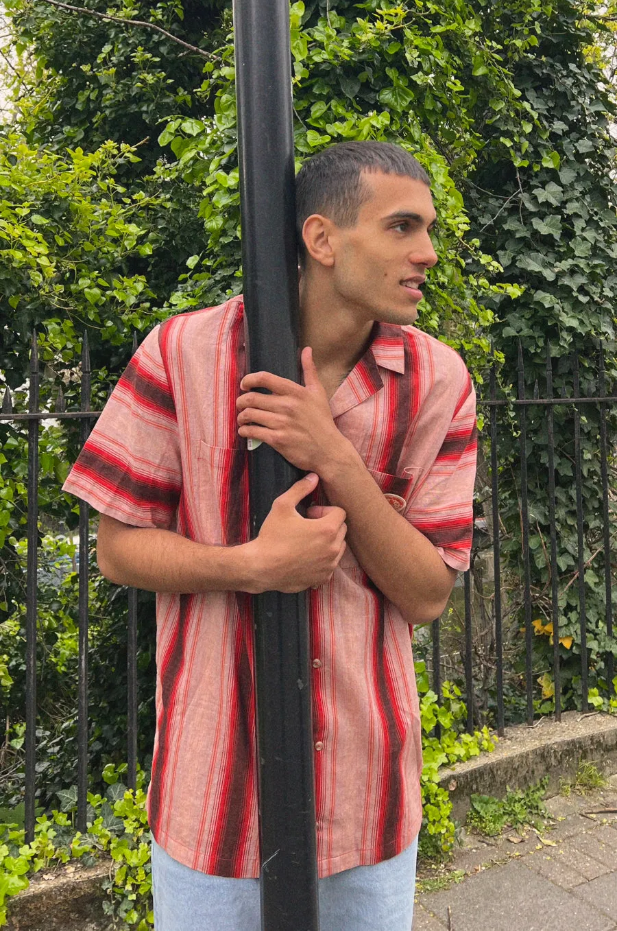 patched stripe shirt sold by Damson Madder