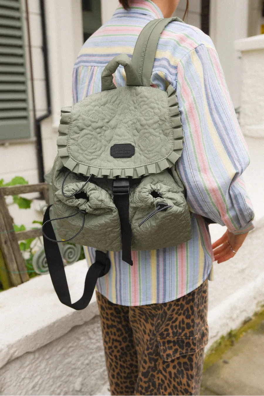 rose quilted backpack khaki sold by Damson Madder product image thumbnail 2
