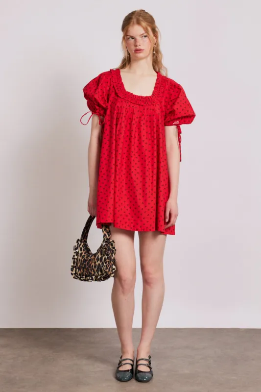 jemima mini dress - red cherries sold by Damson Madder
