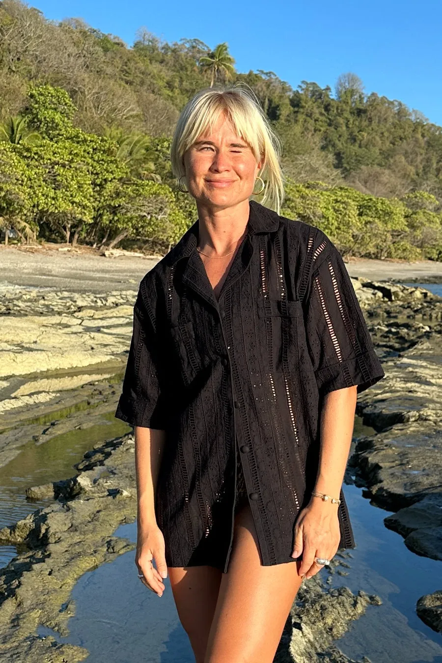 chlo shirt - black broderie sold by Damson Madder