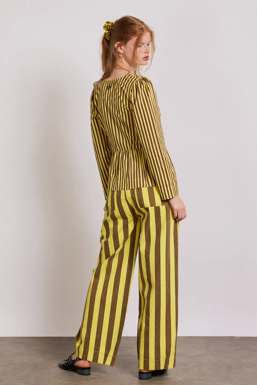 rafe pants - yellow choc stripe sold by Damson Madder product image thumbnail 2