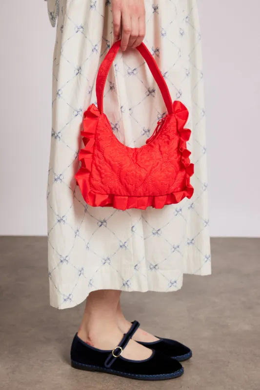 90's frill shoulder bag - red sold by Damson Madder