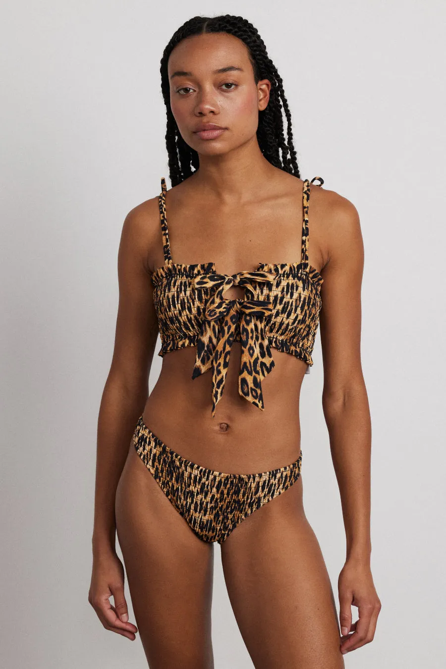 classic shirred bikini bottom - leopard sold by Damson Madder