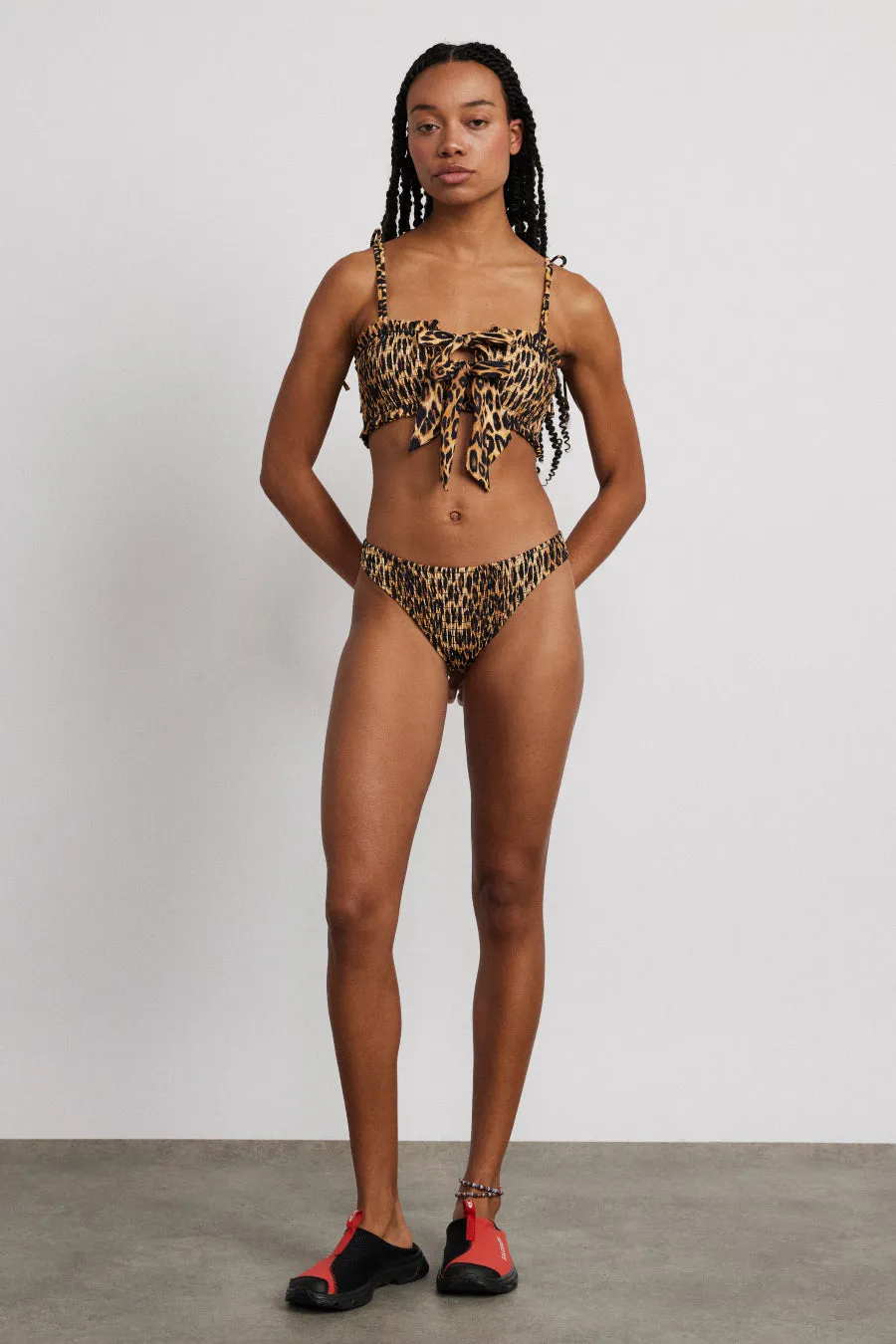 classic shirred bikini bottom - leopard sold by Damson Madder product image thumbnail 2
