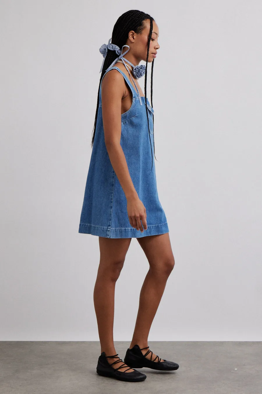nancy mini dress -denim sold by Damson Madder product image thumbnail 3