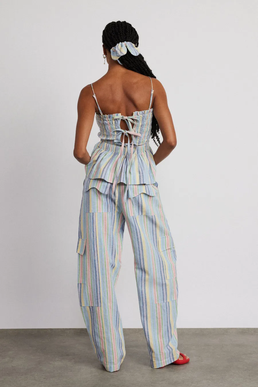 hope shirred cami - multi stripe sold by Damson Madder product image thumbnail 2