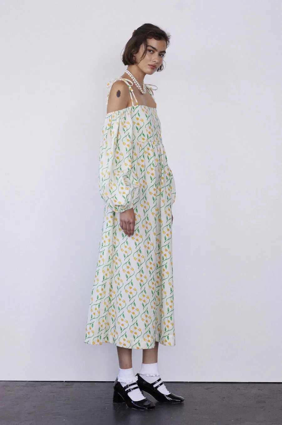 edwina tulip bardot midi dress sold by Damson Madder product image thumbnail 5