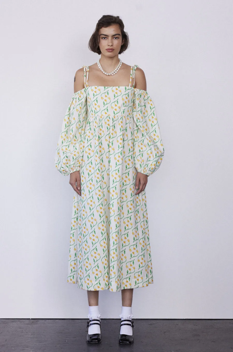 edwina tulip bardot midi dress sold by Damson Madder product image thumbnail 3
