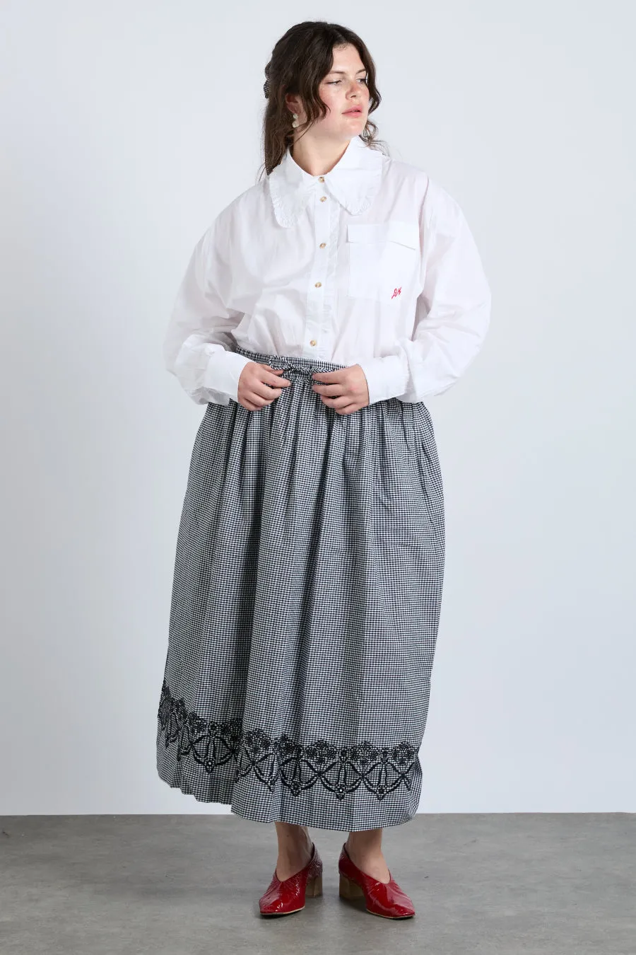 keeley midi skirt - black gingham sold by Damson Madder product image thumbnail 3