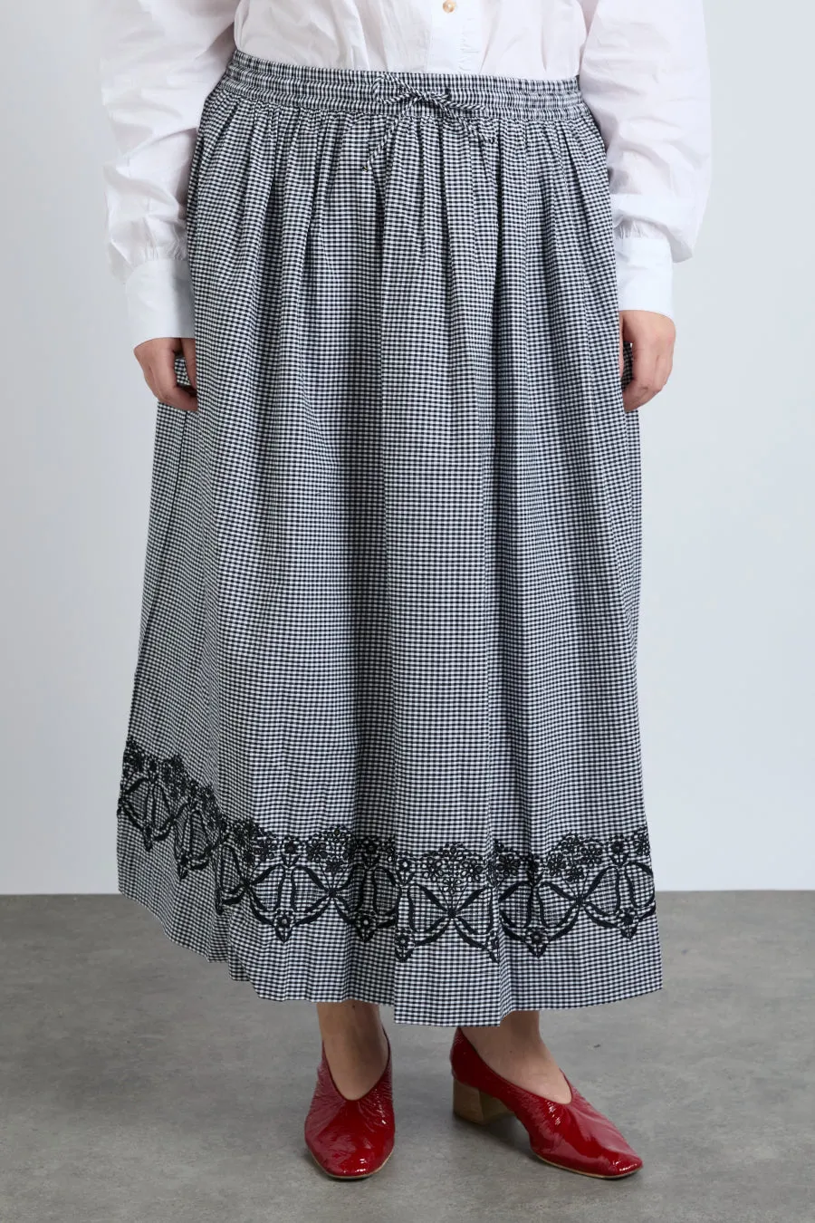 keeley midi skirt - black gingham sold by Damson Madder product image thumbnail 2