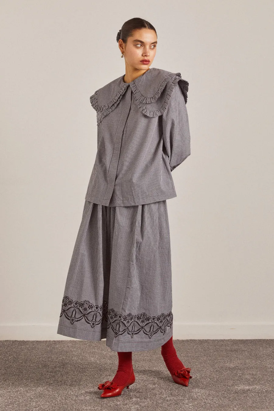 keeley midi skirt - black gingham sold by Damson Madder product image thumbnail 4