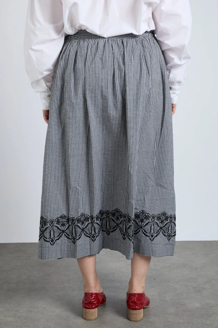 keeley midi skirt - black gingham sold by Damson Madder product image thumbnail 5