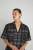 tablecloth embroidered shirt - black floral sold by Damson Madder